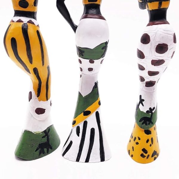 Xtore Beautiful Finish Uniquely Hand Crafted Home Dcor African Tribal Women Art Piece - (Set of 3, Multicolour), Resin