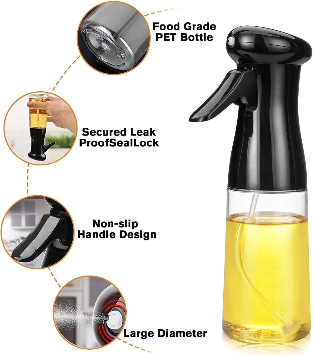 Vasukie 2-in-1 Olive Oil Sprayer and Dispenser Bottle for Kitchen | 500ml Glass Oil Bottle with Premium Nozzle | Cooking Oil Sprayer for Healthy Cooking and Salad Making (Spray Bottle) - Image 3