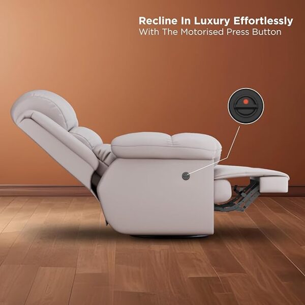 The Sleep Company Luxe Motorised RRR Recliner |Patented SmartGRID Technology| Motorised Single Recliner Sofa with Revolving Mechanism| Rocking Sofa | Unique Lumbar Design | Premium Upholstery | Beige - Image 2