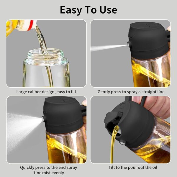 Misamo Enterprise 500ml 2 in 1 Glass Oil Sprayer and Dispenser Bottle, Premium Nozzle, Multi Color (2 IN 1 OIL DISPENSER AND SPRAYER) - Image 4