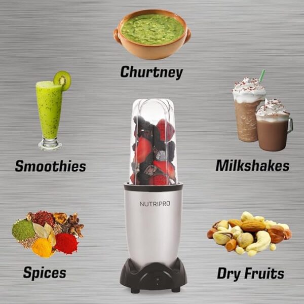 NutriPro Juicer Mixer Grinder - Smoothie Maker - 500 Watts (2 Jar, Silver) - 2 Year Warranty - Image 4