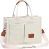 Kawn® Large Canvas Tote Bag for Women hobo Shoulder Bag with Zipper Multi-Pocket Satchel bag Crossbody Bag with Detachable Strap Everything Everyday Handbags for Office, College and Travel
