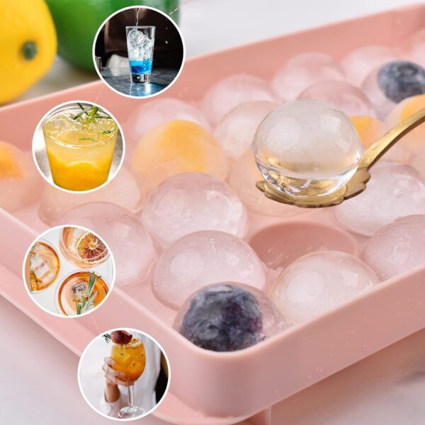 Nirency 33 Cavity Ice Trays for Freezer, Ice Cube Tray, Ice Cube Tray with lid, Round ice Cube Tray | (Pack of 2) - Image 2
