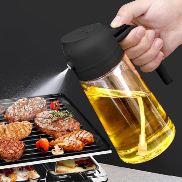 Misamo Enterprise 500ml 2 in 1 Glass Oil Sprayer and Dispenser Bottle, Premium Nozzle, Multi Color (2 IN 1 OIL DISPENSER AND SPRAYER) - Image 3