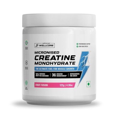 Wellcore - Pure Micronised Creatine Monohydrate | Fruit Fusion (122g, 33 Servings), Rapid Absorption, Enhanced Muscle Strength & Power, Fast Recovery, Increased Muscle Mass