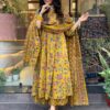 GoSriKi Women's Rayon Viscose Printed Anarkali Kurta with Palazzo & Dupatta