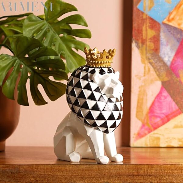 The Artment your artistic apartment Artistry White Lion In Resin Showpiece: Home Decor Living Room, Bedroom, Office Desk Accent, Artisan Crafted, Elegant Design Table Top Artifacts, 10.1 Cm, 13.7 Cm