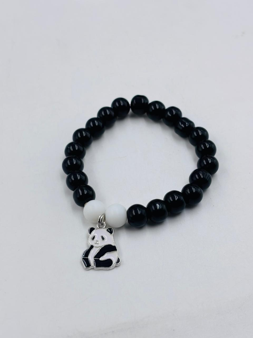Black Beaded Panda Bracelet
