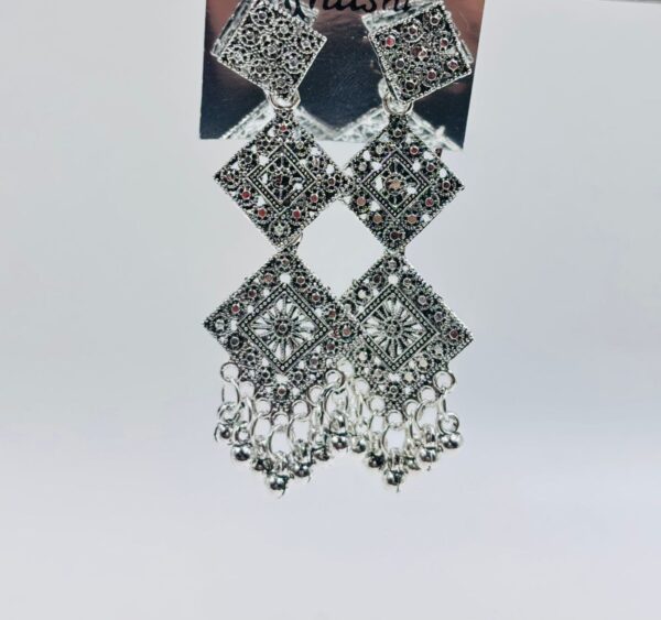 Oxidized Square Jhumka Earrings