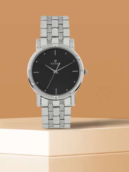Silver Strap Black Dial Watch