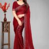 Embroidered, Self Design Bollywood Chiffon Saree  (Maroon)