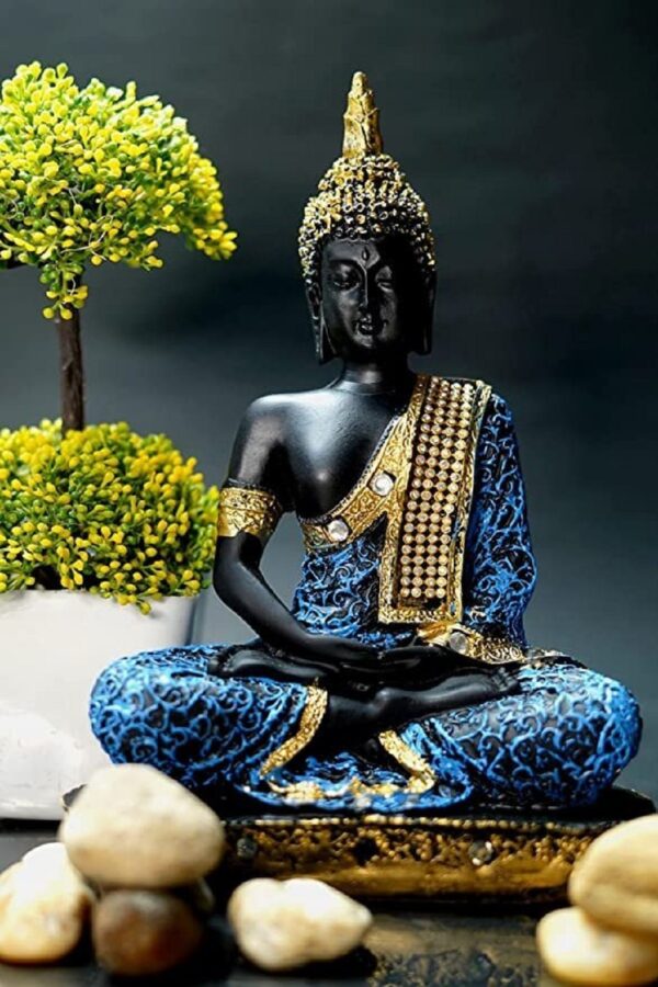 Royalbox Meditating Buddha Statue For Home Decor Idol Decorative Showpiece - 17 cm  (Polyresin, Gold)
